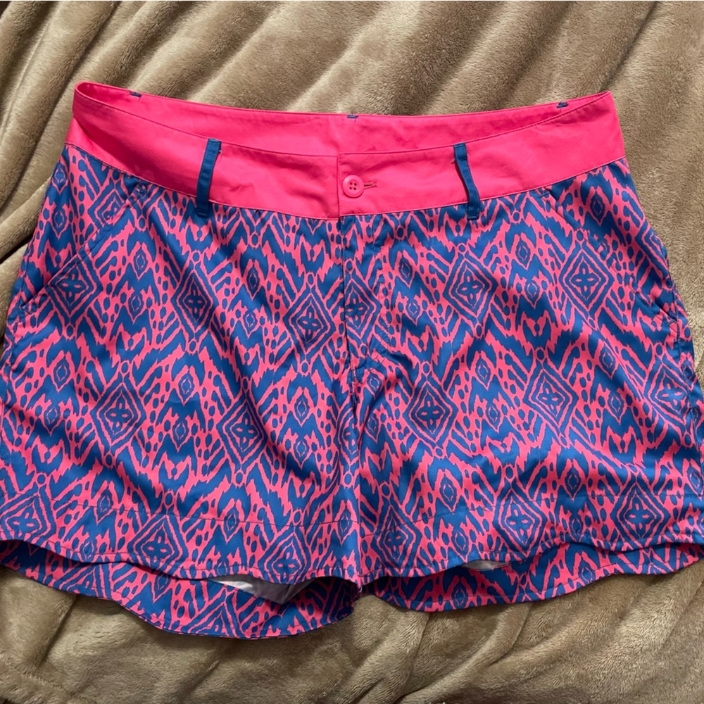 Pink and blue athletic shorts